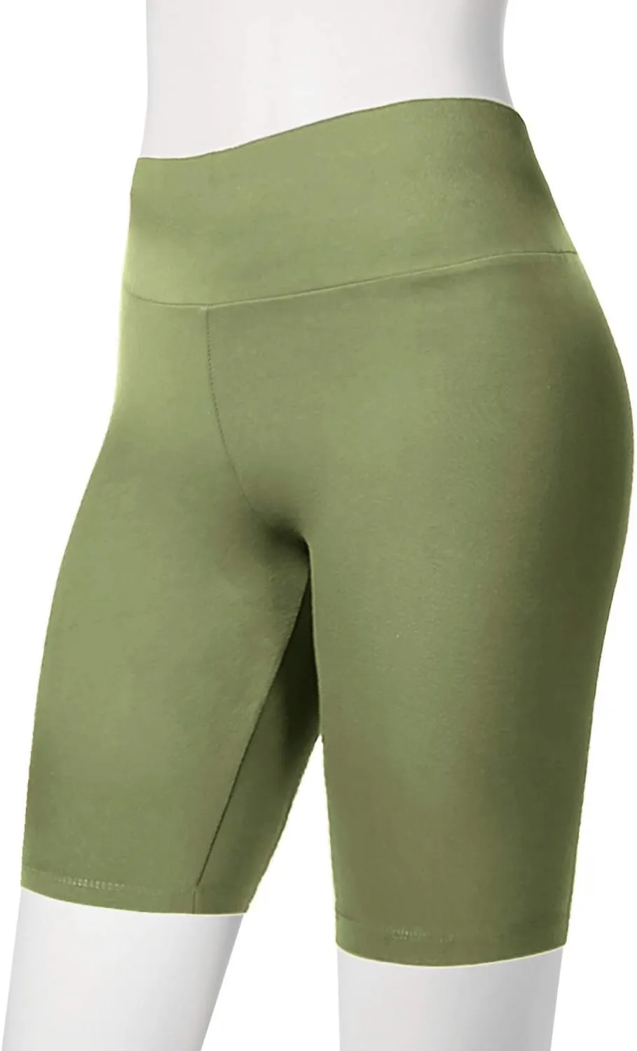 Women's Biker Shorts Buttery Soft High Waist Mid Thigh Cotton Spandex Pants