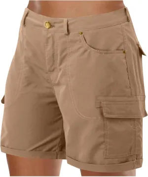 Women's Cargo Shorts Summer High Waist Outdoor Hiking Short Pants with Pockets Loose Fit Button Bermuda Shorts