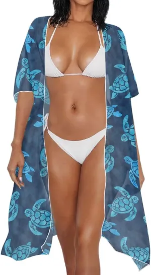 Women's Kimonos Swimsuit Coverups Bikini Swimwear Sheer Beach Cover Up Floral Print Casual Plus Size Cardigan