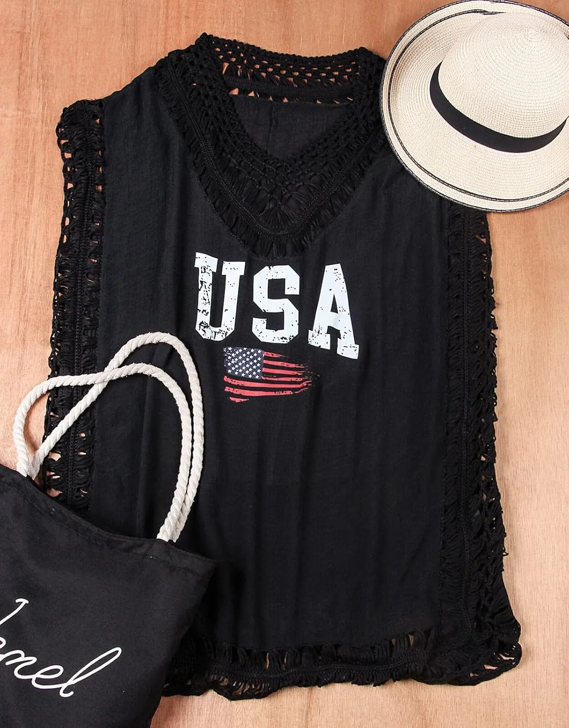 Women's Swimwear Cover ups Summer Short Sleeve Crochet Sexy Beach Dress