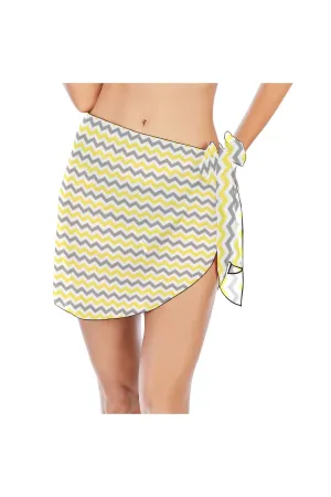 Yellow and Gray Herringbone Beach Sarong Wrap