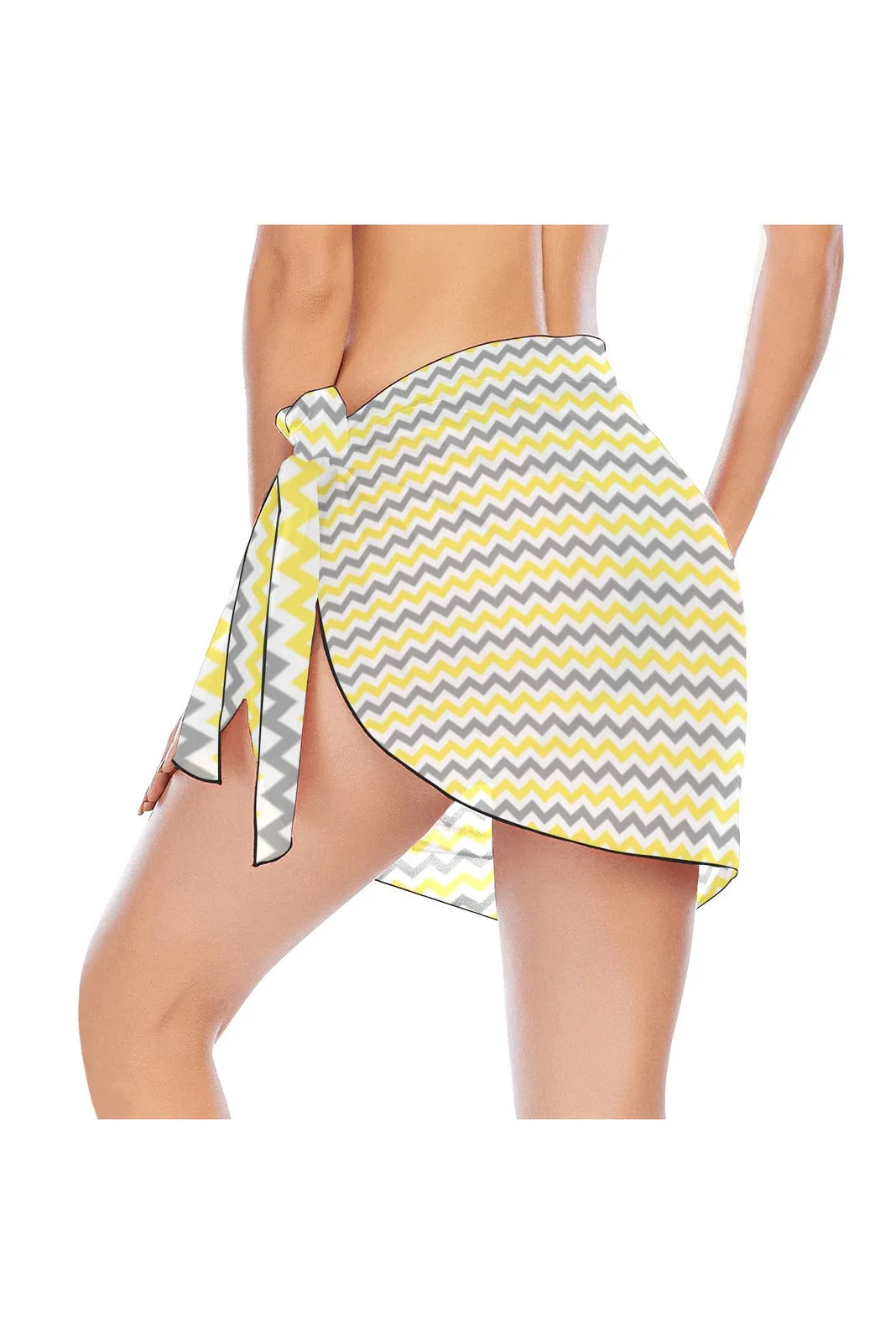 Yellow and Gray Herringbone Beach Sarong Wrap