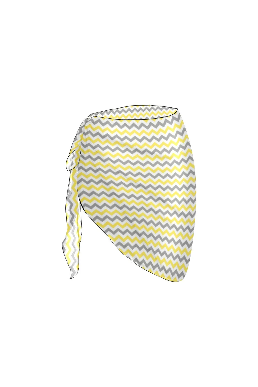Yellow and Gray Herringbone Beach Sarong Wrap