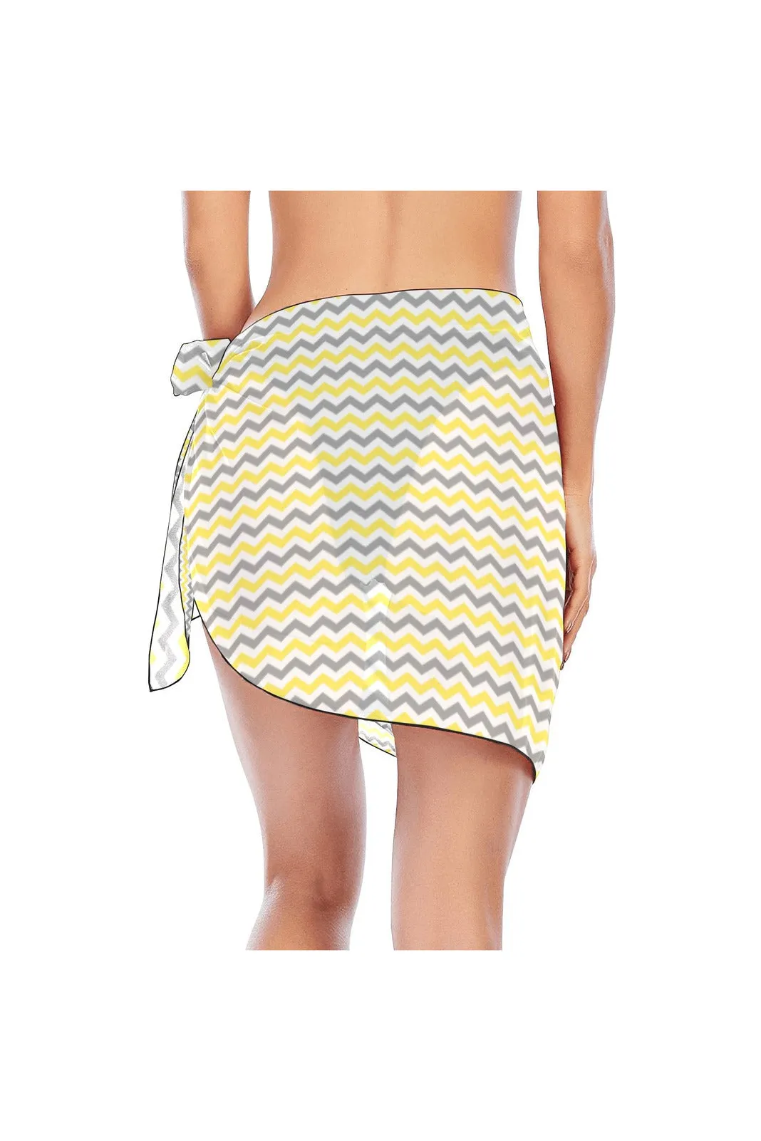 Yellow and Gray Herringbone Beach Sarong Wrap